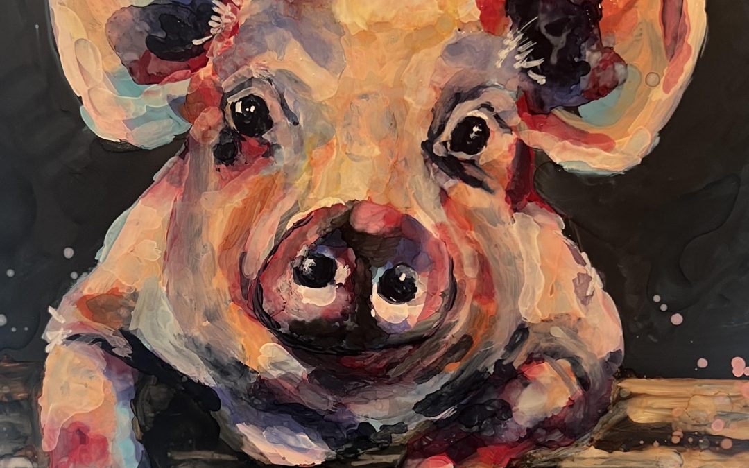 Lil Wilber – Alcohol Ink and Mixed Media Painting