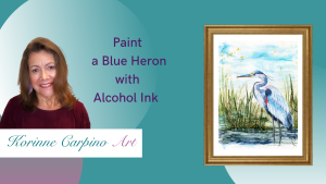 Paint a blue heron with alcohol ink