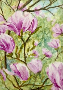 Paint Springtime Magnolias in Alcohol Ink